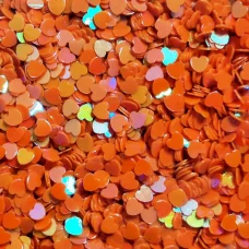 Блестки голографические Сердечки оранжевые Миди для слайма в упаковке 20 гр
