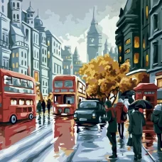 Картина по номерам на холсте Дождливый Лондон 40x50 см