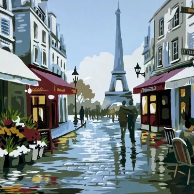Картина по номерам на холсте Париж после дождя 31 цвет 40x50 см ✔