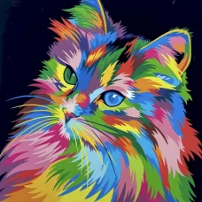 Картина по номерам на холсте Радужный кот 40x50 см