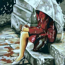 Картина по номерам на холсте Девушка под зонтом 40x50 см