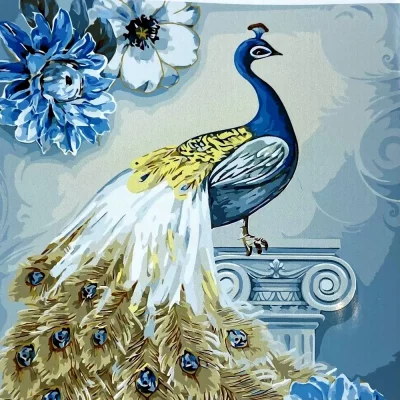 Картина по номерам на холсте Павлин Жар птица 40x50 см 28 цветов ✔
