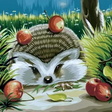 Картина по номерам на холсте Ежик с яблоками 40x50 см
