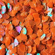 Посыпка ракушки оранжевые Миди для слайма ПВХ в упаковке 10 гр