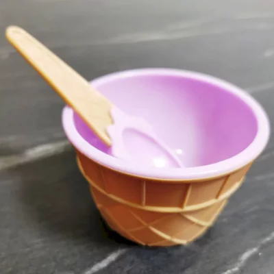Миска для слаймов Мороженое фиолетовая 200 мл с ложечкой 60 гр с фото