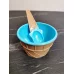 Миска для слаймов Мороженое голубая 200 мл с ложечкой 60 гр с фото