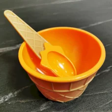 Миска для слаймов Мороженое оранжевая 200 мл с ложечкой 60 гр