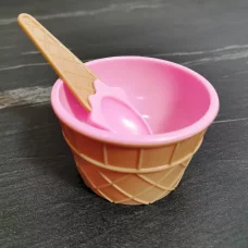 Миска для слаймов Мороженое розовая 200 мл с ложечкой 60 гр