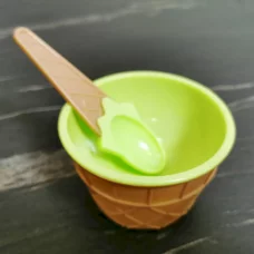 Миска для слаймов Мороженое зеленая 200 мл с ложечкой 60 гр